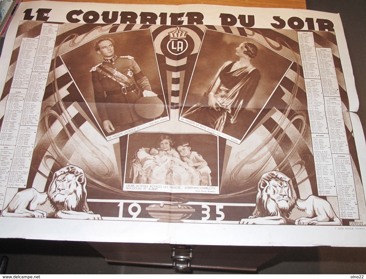 LE COURRIER DU SOIR - CALENDRIER 1935 - - Tamaño Grande : 1921-40