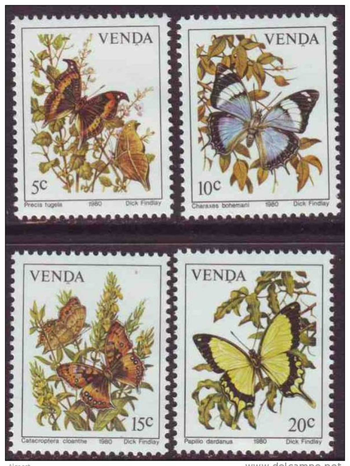 D90819 Venda South Africa 1980 INSECTS BUTTERFLIES MNH Set - Afrique Du Sud Afrika RSA Sudafrika - Venda