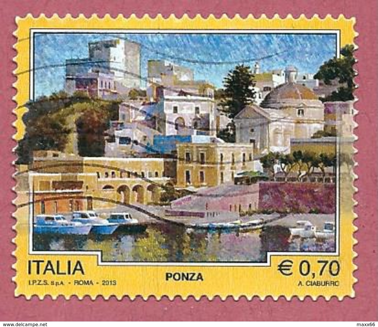 ITALIA REPUBBLICA USATO - 2013 - TURISMO TURISTICA - Ponza - 0,70 € - S. 3440 - 2011-20: Usati