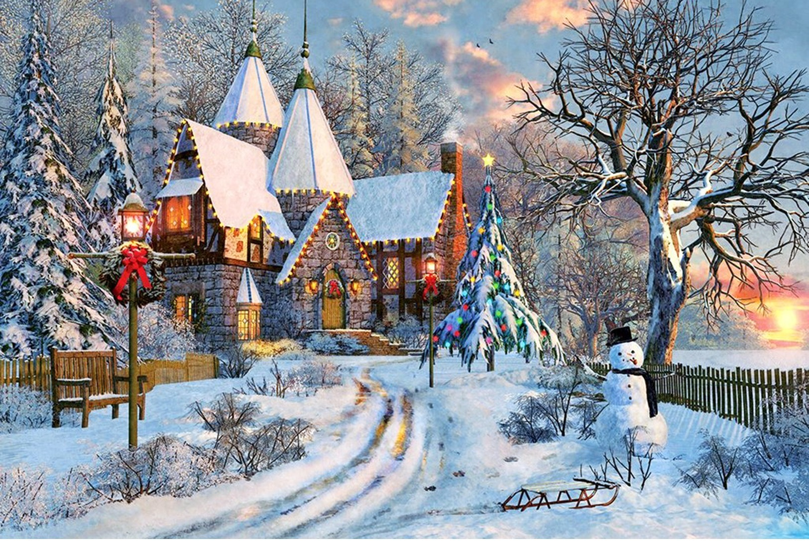 №164.9 Postcard Modern New Rare Christmas Eve House In A Snowy Forest - Altri & Non Classificati