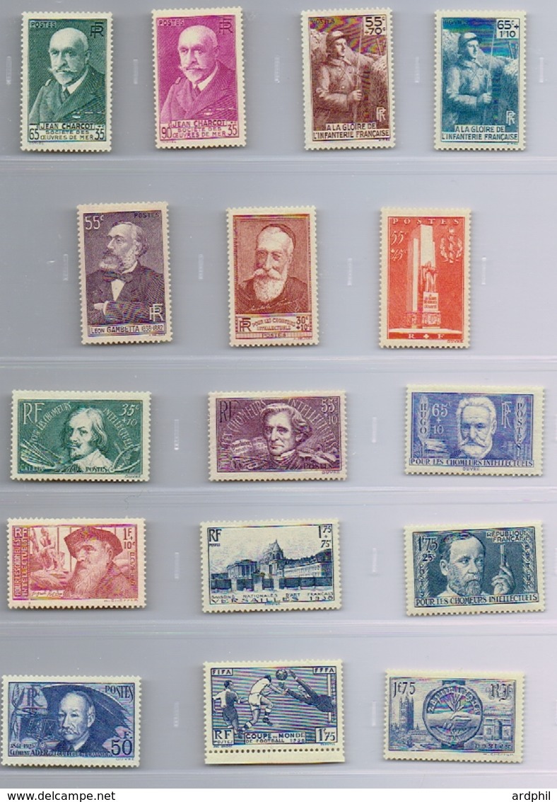 GF2-nfs ** cote 1441 euros yvert 2012  (2 timbres avec charnière N°418 et 425 cote 21 euros !  )