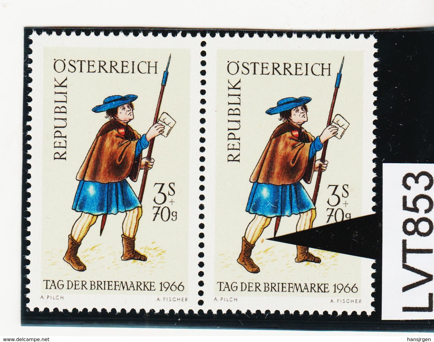 LTV853 ÖSTERREICH 1966 Michl 1229 PLATTENFEHLER "FARBFLECK" ** Postfrisch - Abarten & Kuriositäten