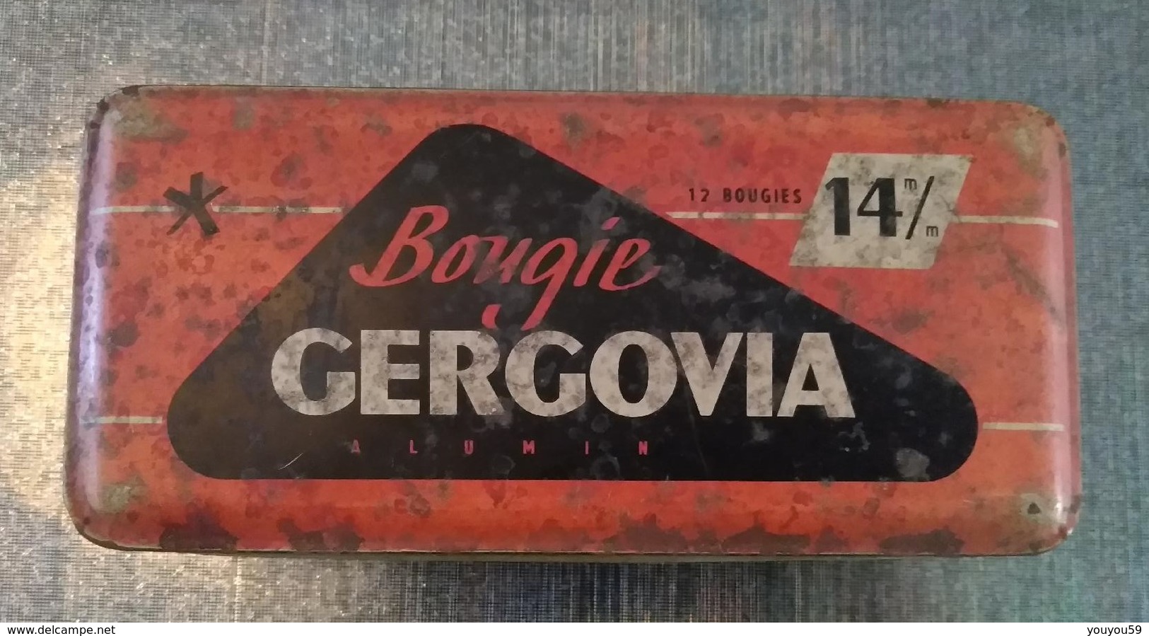 GERGOVIA ALUMIN RARE ANCIENNE BOITE EN METAL BOUGIES TYPE 714 X - Coches