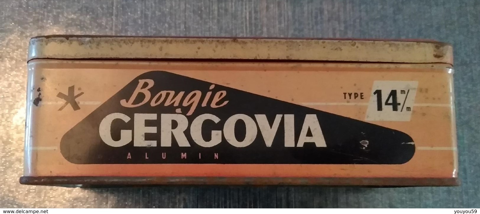 GERGOVIA ALUMIN RARE ANCIENNE BOITE EN METAL BOUGIES TYPE 714 X - Coches