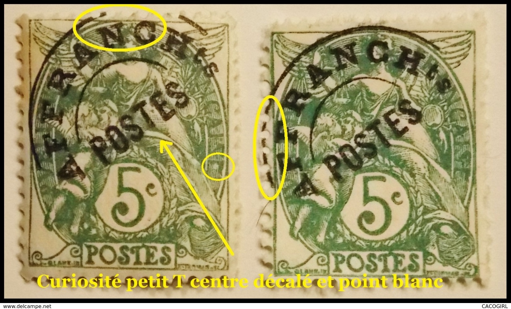 1925 France Préo Yt:FR PR41, Mi:FR 90V - Type Blanc 5c Vert - Curiosité Petit T Centre Décalé Et Point Blanc - Neufs