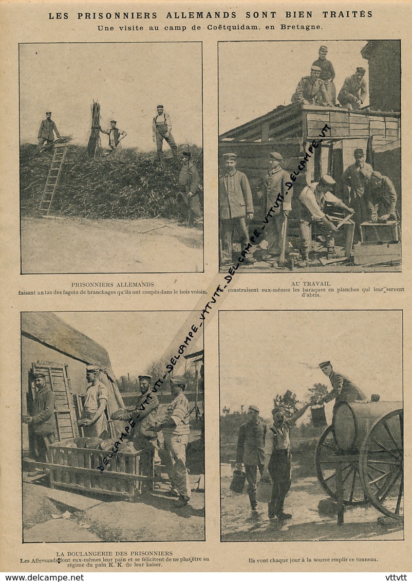 GUERRE 14-18 : Document, Prisonniers Allemands Au Travail, Boulangerie, Baraques En Planches, Ramassage De Bois,Eau - 1914-18