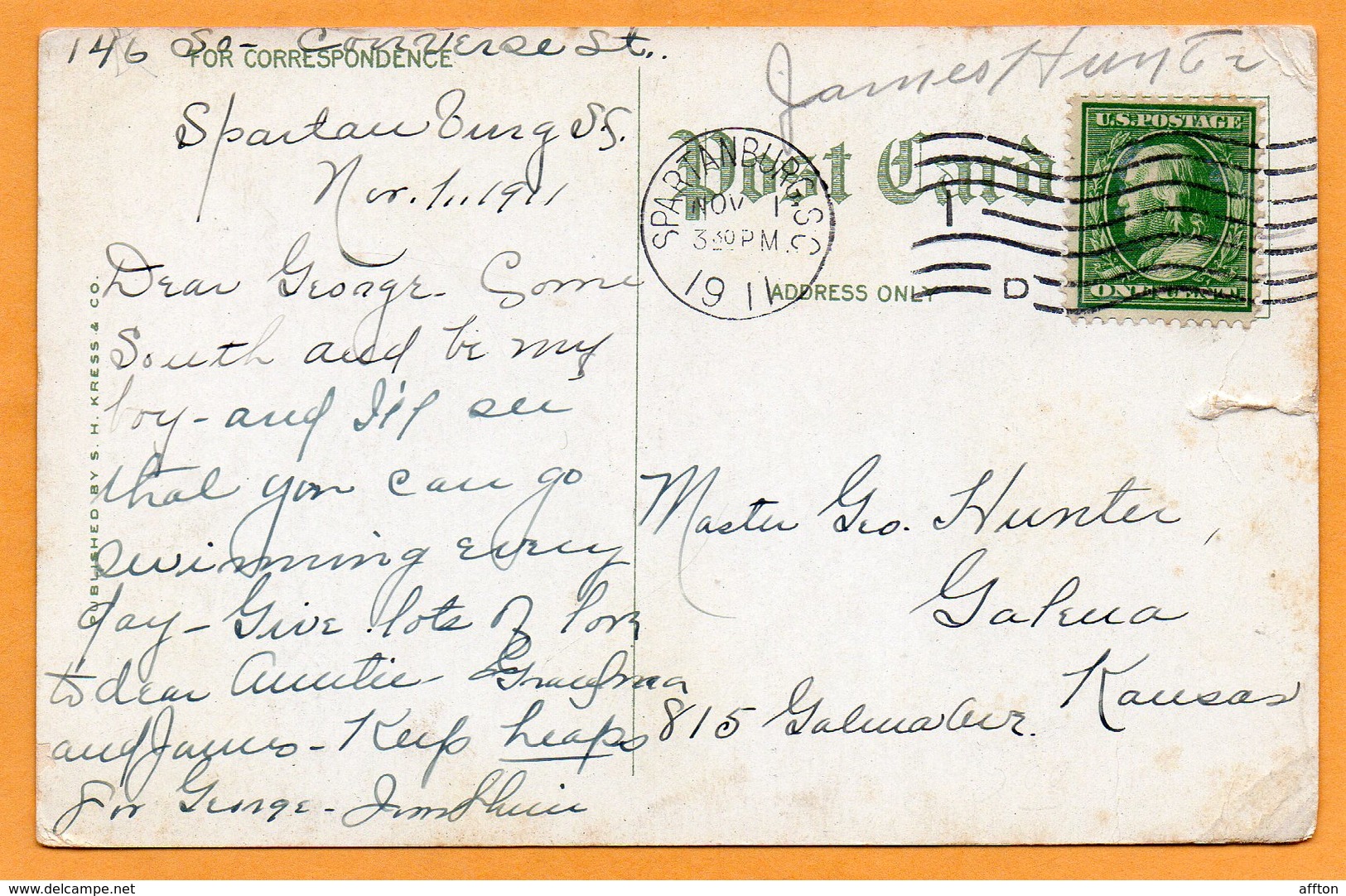 Spartanburg SC 1911 Postcard - Spartanburg