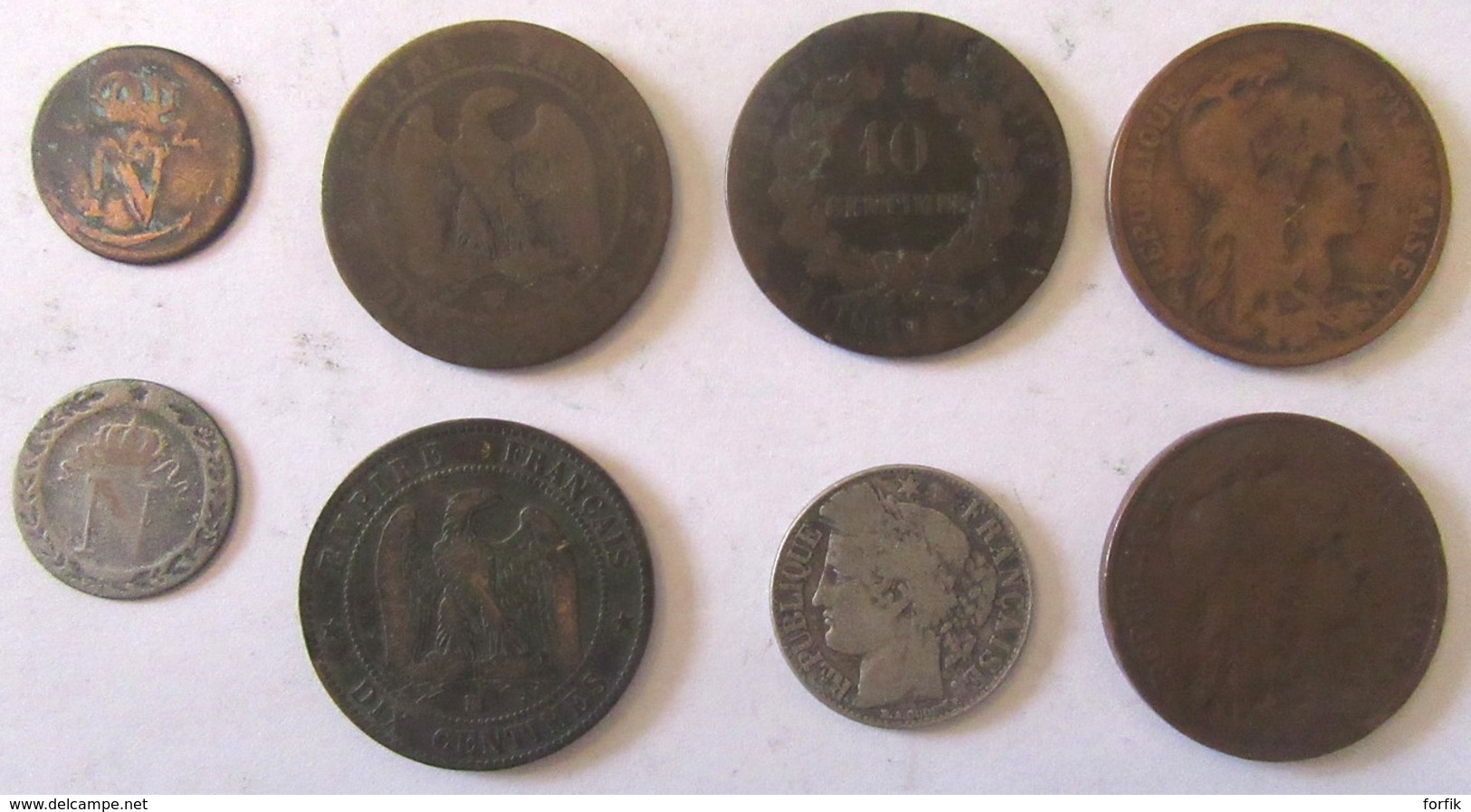 France - Vrac à étudier : centimes du 19e et début 20e + de 90 pièces dont Napoléon, Cérès, Dupuis, Dupré, Charles X