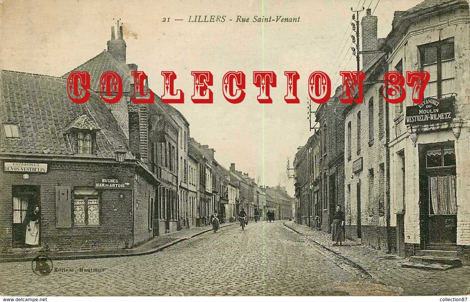 62 ☺♥♥ LILLERS - VISUEL RARE < RUE St VENANT - ESTAMINET Du MOULIN WESTRELIN WILMETZ Et DEVOS  - EDITION < LS HAUTMONT - Lillers