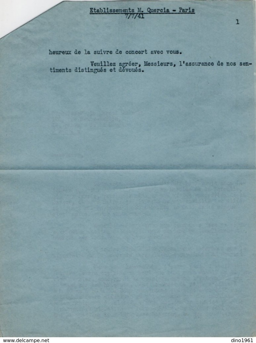 VP13.362 - PARIS 1941 - Lettre De M. QUERCIA Orfèvre Relative à L'Estampille Des Briquets + Réponse De La Sté S.A.T.A.S - Documentos