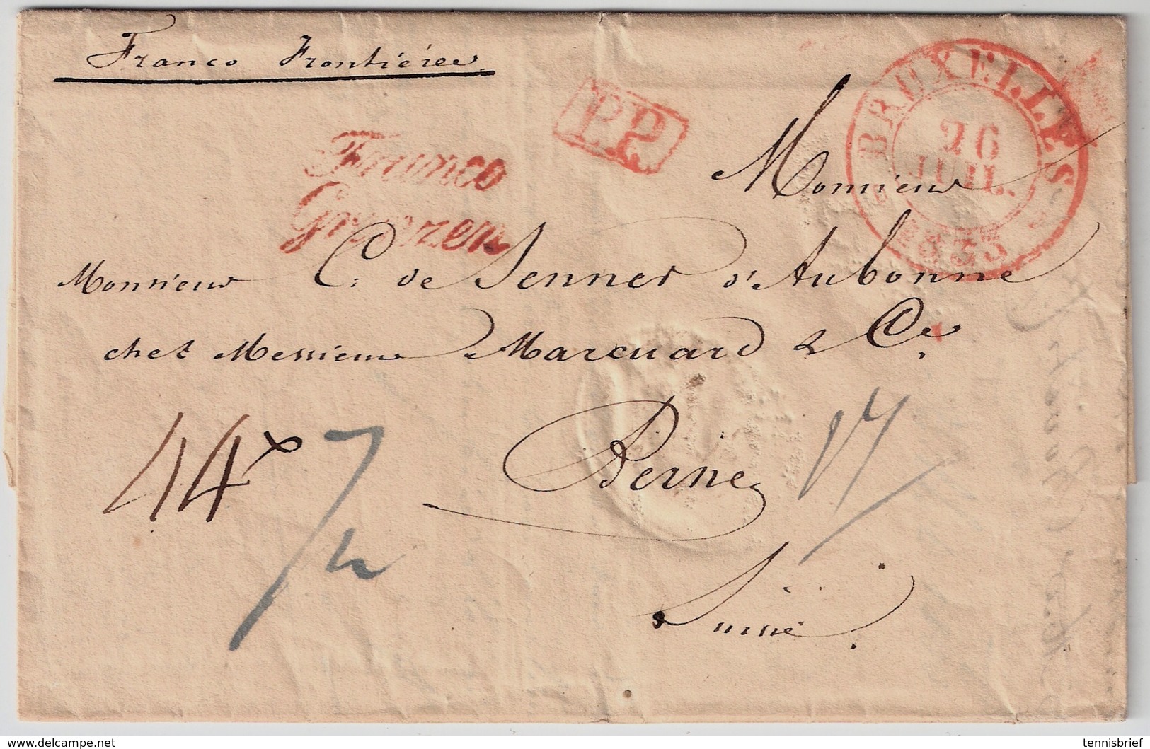 1833, " BRUXELLES " Lettre Consulat Pour La Suisse  , #a1307 - 1830-1849 (Belgique Indépendante)