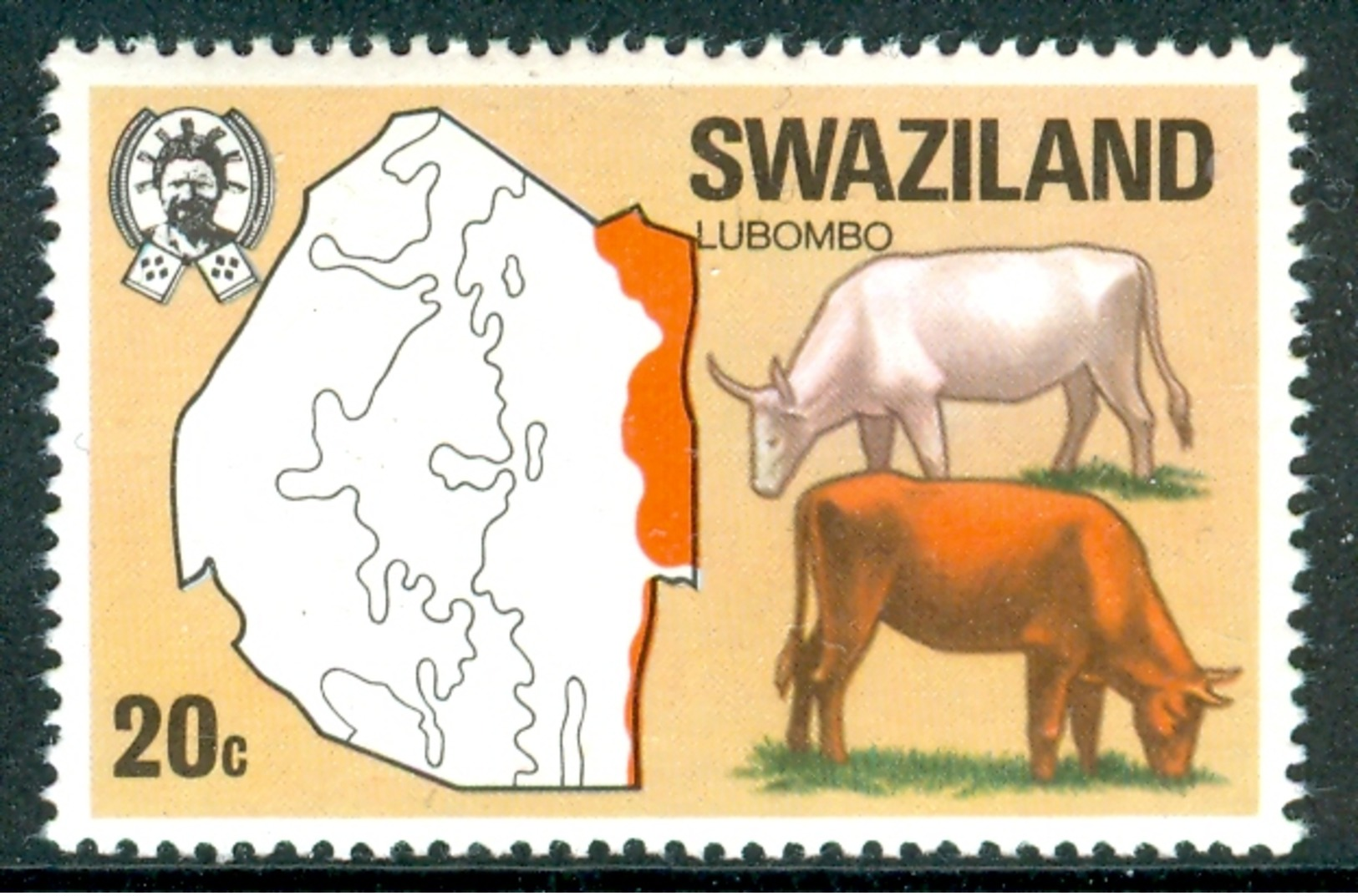 SWAZILAND 1967 Cattle, Lubombo Region 20c., XF MNH, MiNr 280, SG 283; C.v. £0.75 - Swaziland (1968-...)