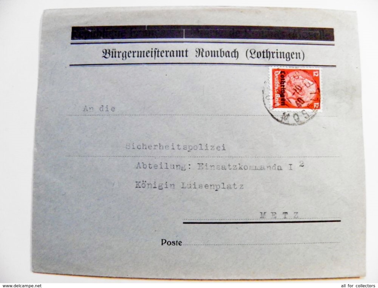 Cover Deutches Reich Lothringen 1940 Moselle - Lettres & Documents
