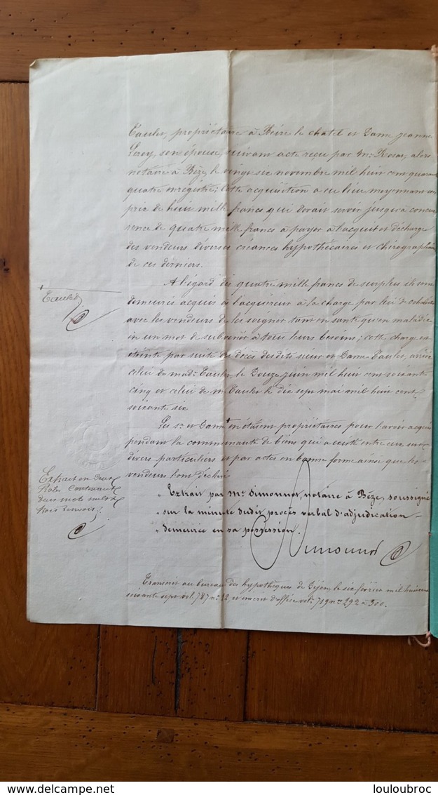 ACTE NOTARIE 01/1867 NOTAIRE A BEZE  ACHETEUR LECHENET PRUDENT DEMEURANT A  BEIRE LE CHATEL - Documentos Históricos