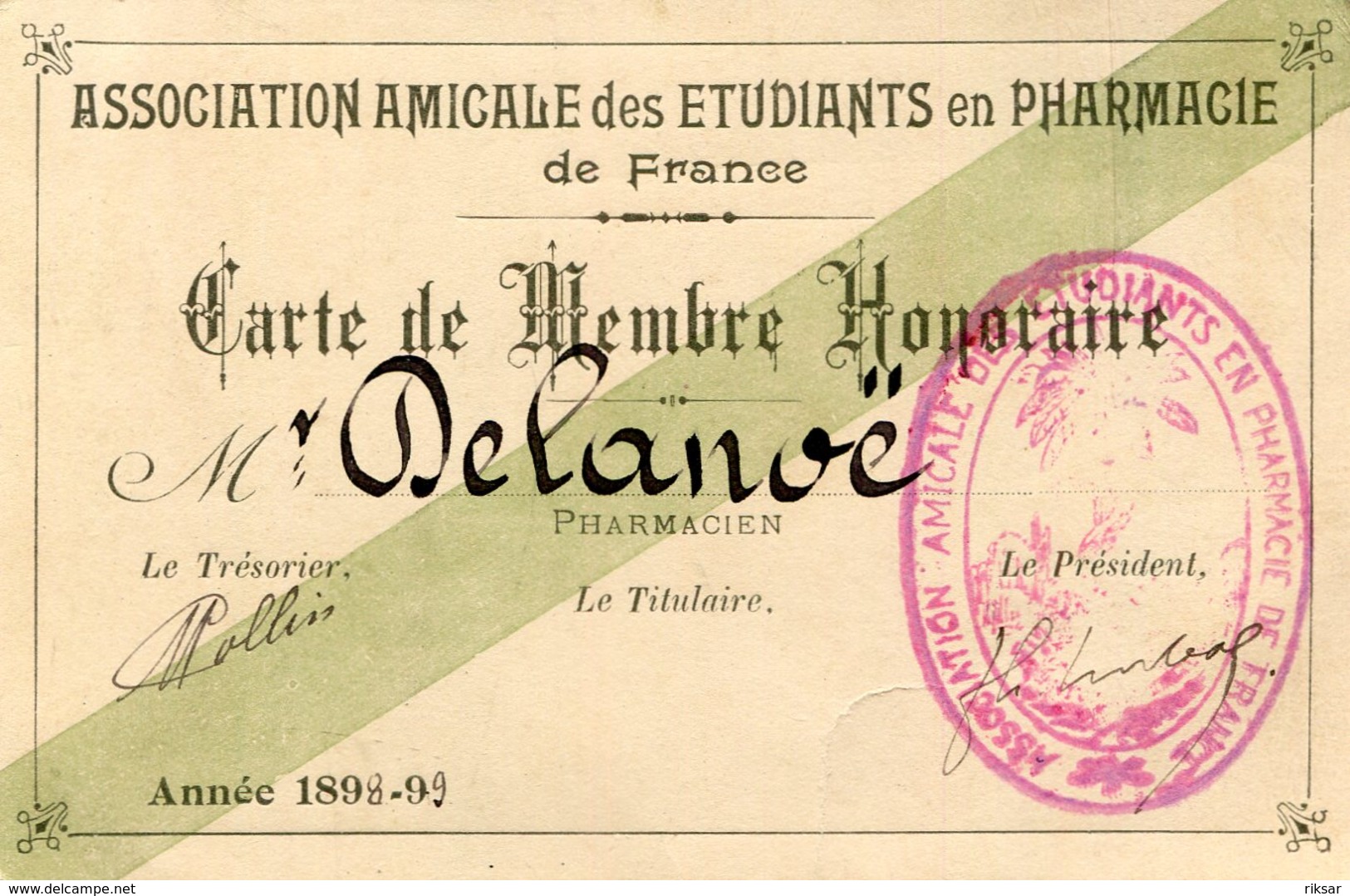 CARTE AMICAL DES ETUDIANTS EN PHARMACIE - Non Classés