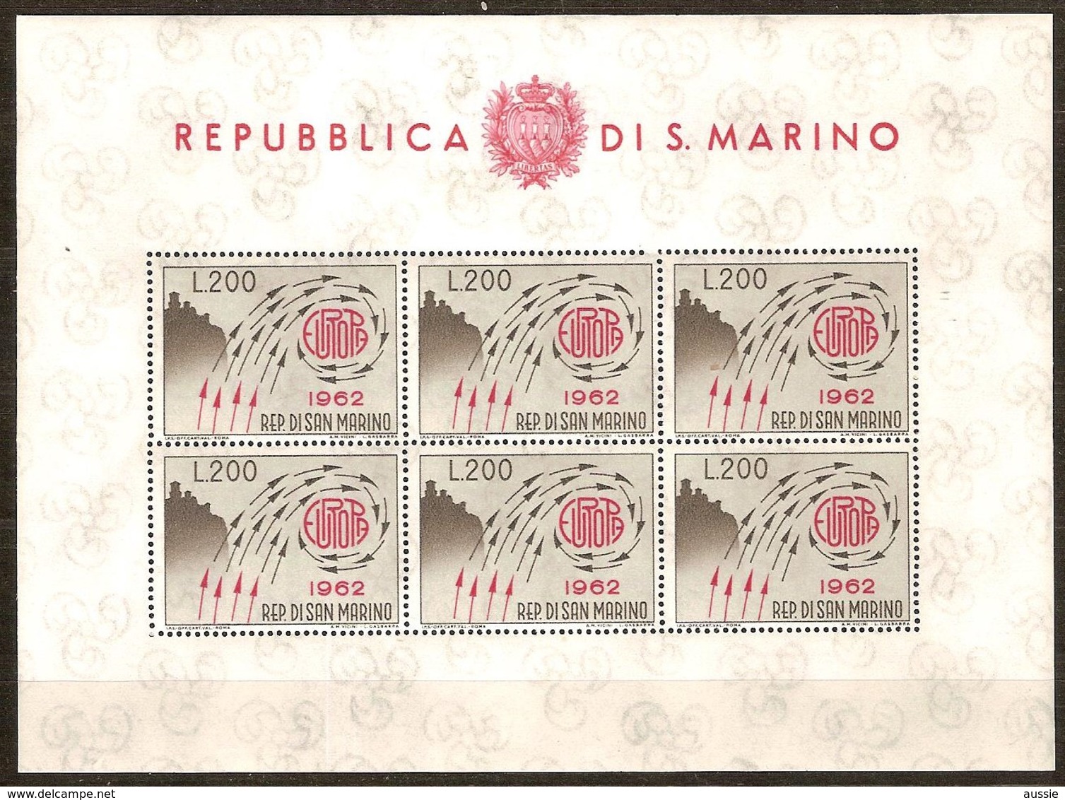 San Marino CEPT 1962 Yvertn° 572 En Bloc *** MNH Cote 18 Euro Europa - Neufs