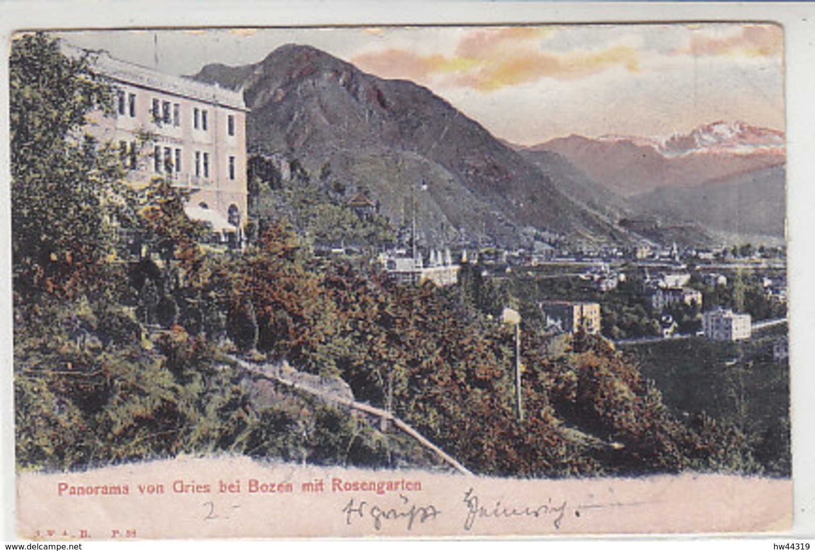 Panorama Vom Gries Bei Bozen Mit Rosengarten 1907 Grosser Schräger Knick - Bolzano (Bozen)