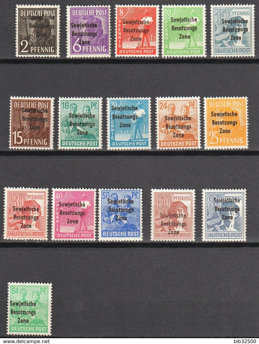 1948 :-: 16 Timbres De 1947 - Zone D'occupation Soviétique En Surcharge -  Neufs** - Série Complète - - Other & Unclassified