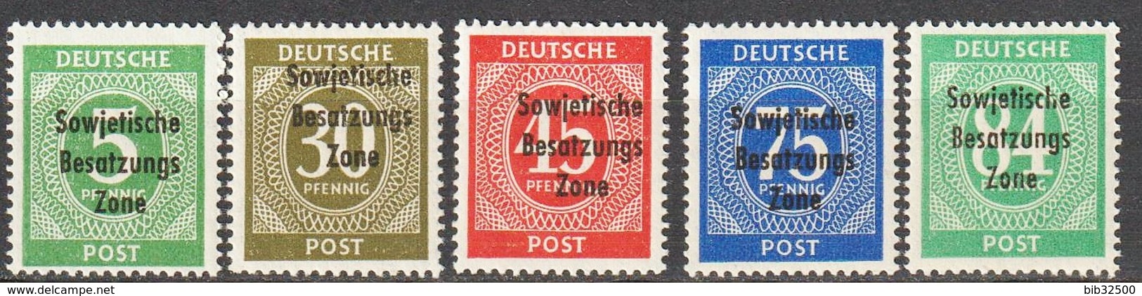 1948 :-: 5 Timbres De 1946 - Zone D'occupation Soviétique En Surcharge -  Neufs** - Série Complète - - Other & Unclassified