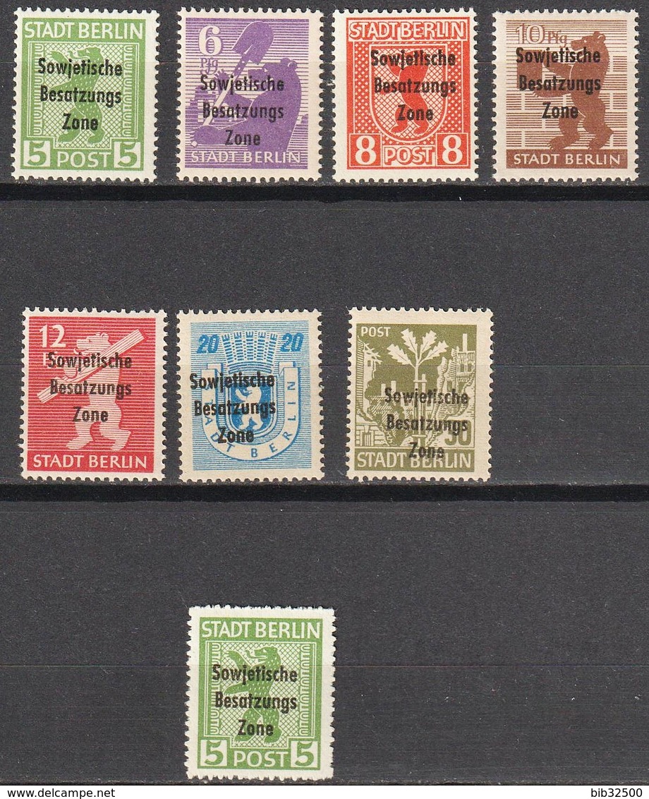 1948 :-: 8 Timbres De 1946 - Zone D'occupation Soviétique En Surcharge -  Neufs** - Série Complète - Y Compris Le 24 A- - Sonstige & Ohne Zuordnung