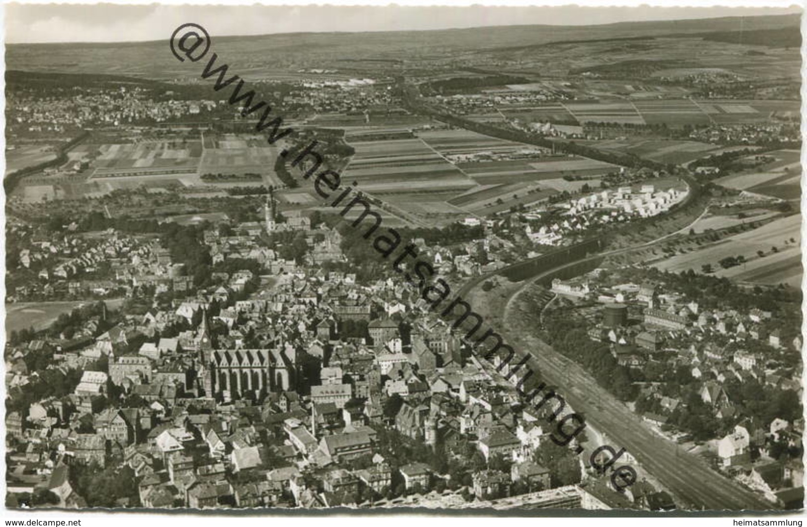 Friedberg - Luftaufnahme - Foto-AK 60er Jahre - Verlag Schöning & Co Lübeck - Friedberg