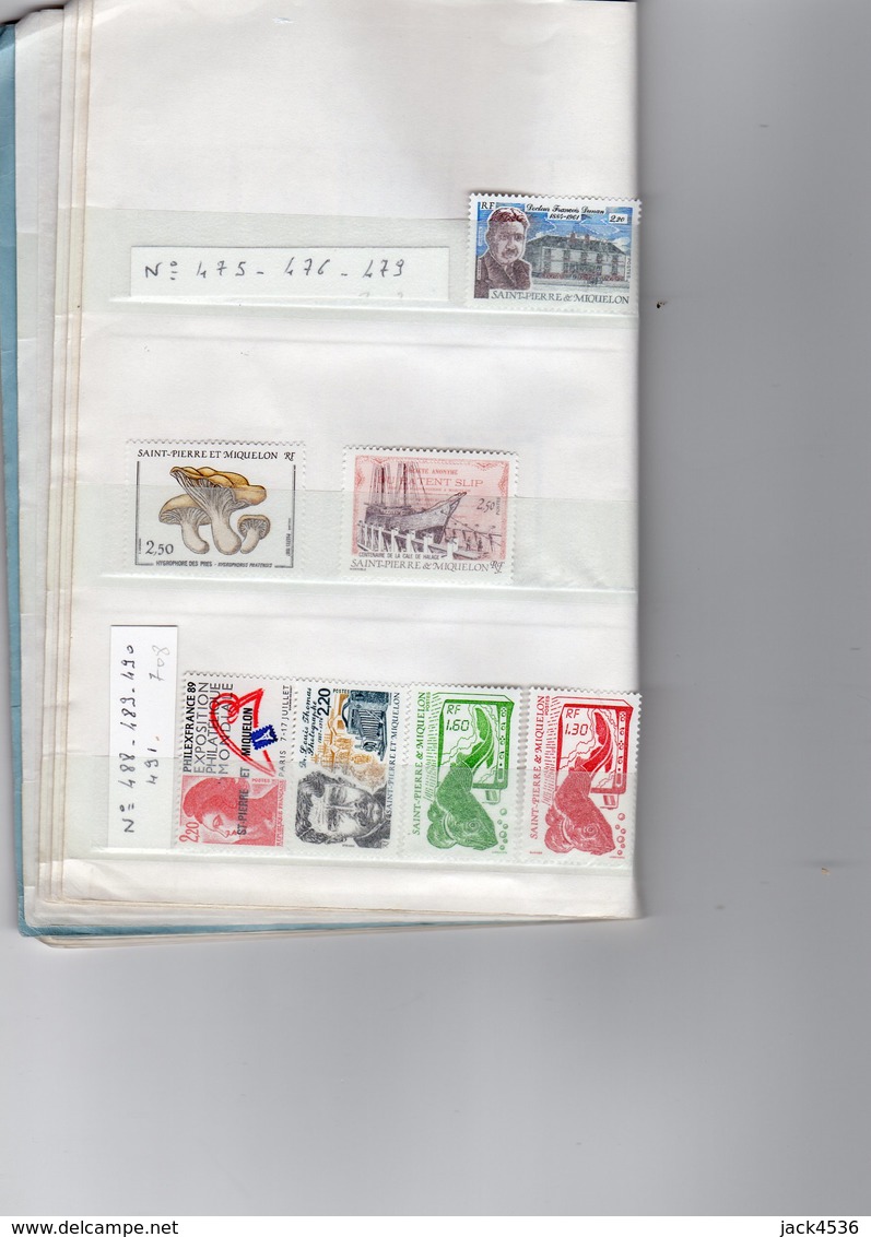 Carnet à choix de timbres neufs et obli. - FRANCE**, ST. PIERRE ET MIQUELON**, LIECHTENSTEIN**,  obli. divers - 14 scan.