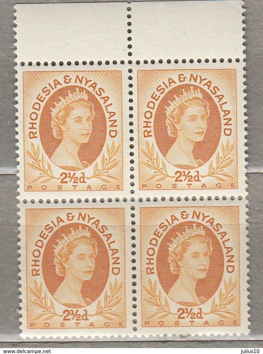 RHODESIA NYASALAND 1954 4 X Block MNH Mi 4 SG 3a (**) #23448 - Rhodesia & Nyasaland (1954-1963)