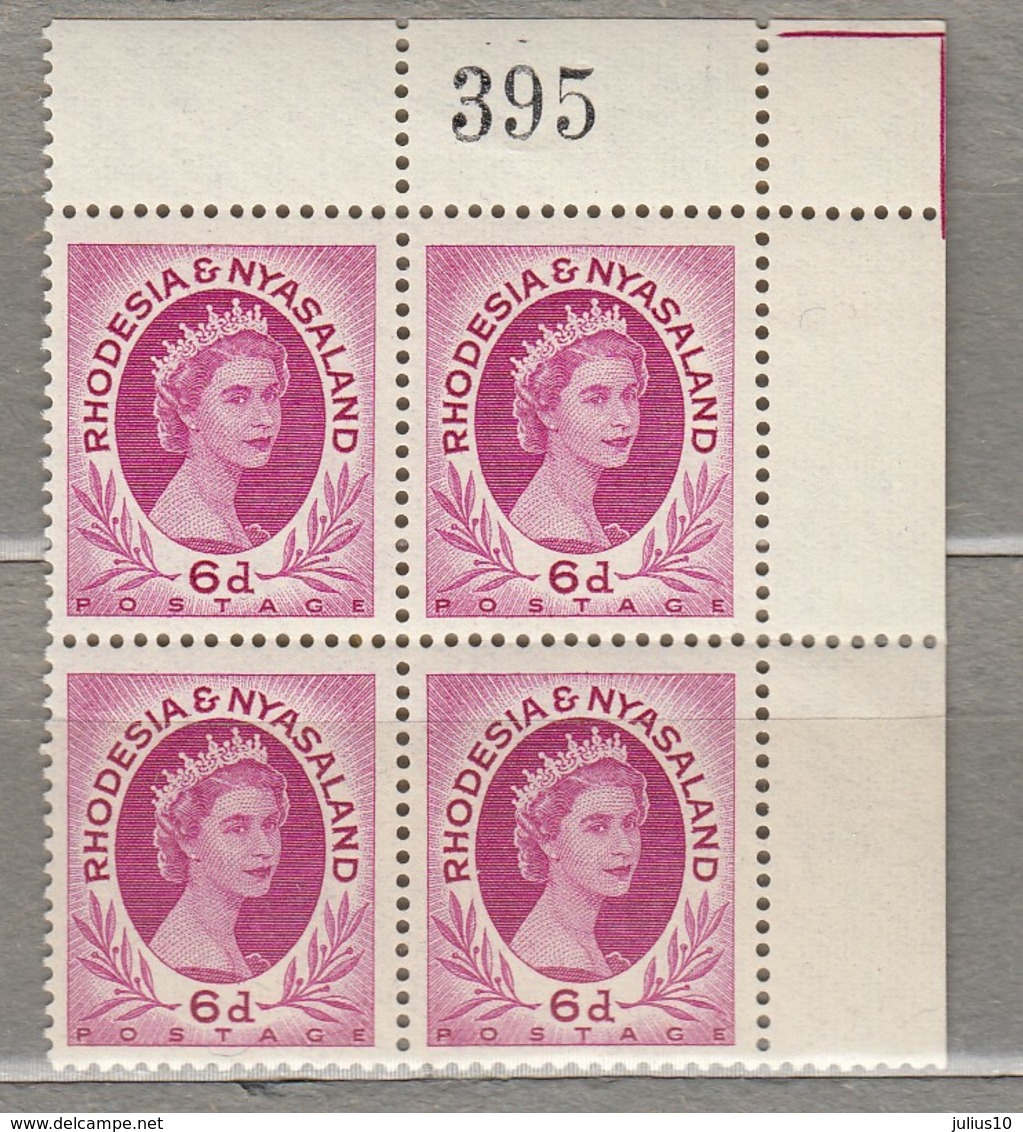 RHODESIA NYASALAND 1954 4 X Block MNH Mi 8 SG 7 (**) #23450 - Rhodesien & Nyasaland (1954-1963)