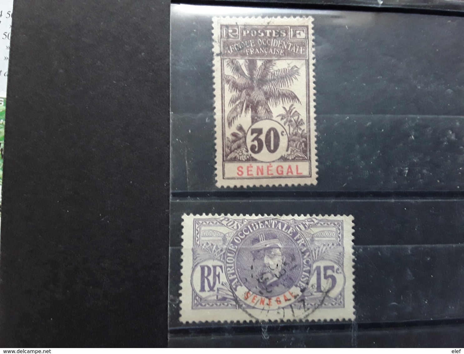 SENEGAL 1906,  Faidherbe / Palmier, 2 Timbres  Obl Yvert 35, 15 C Violet  & No 38, 30 C Brun TB - Usados