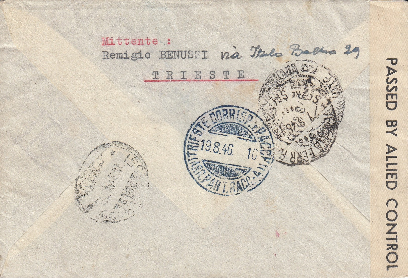 Trieste AMG VG 1946 Democratica 50 L On Registerred Express Letter, Censored - Poststempel