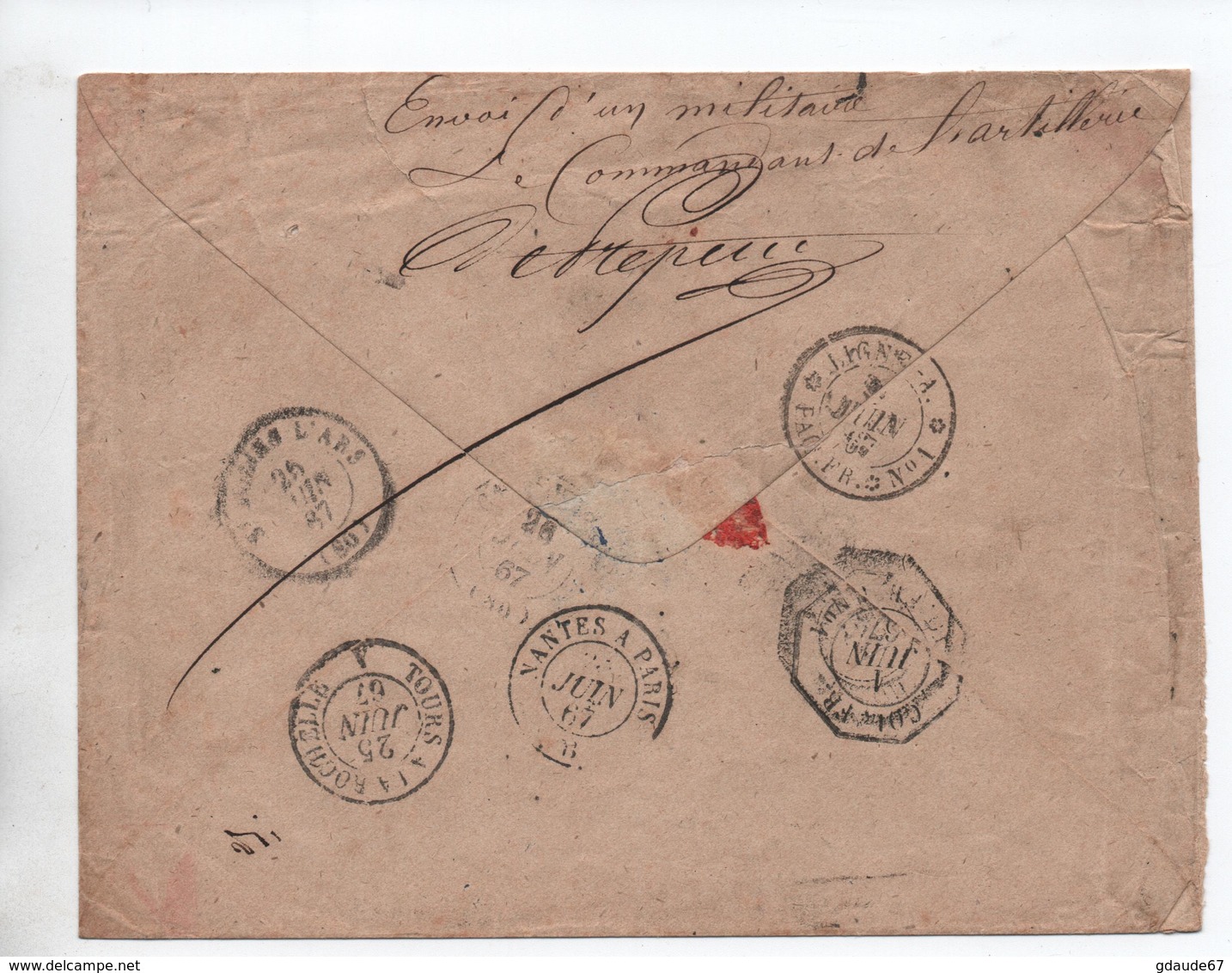 1867 - ENVELOPPE DOUBLE TARIF MILITAIRE De CAYENNE (GUYANE) Avec TàD CORPS D'ARMEES & AIGLE N° 4 X2 -> SIGNEE BAUDOT - Aigle Impérial