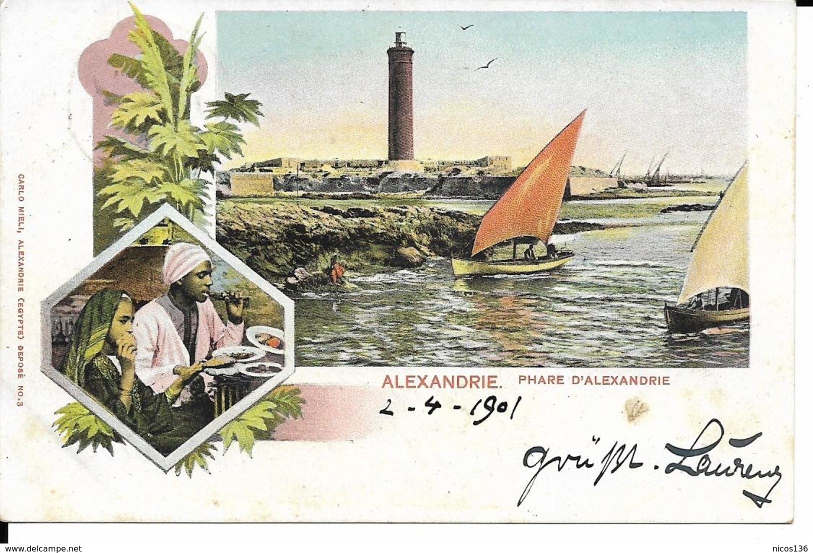 ALEXANDRIE  PHARE D'ALEXANDRIE     ECRITE 1901 - Alejandría