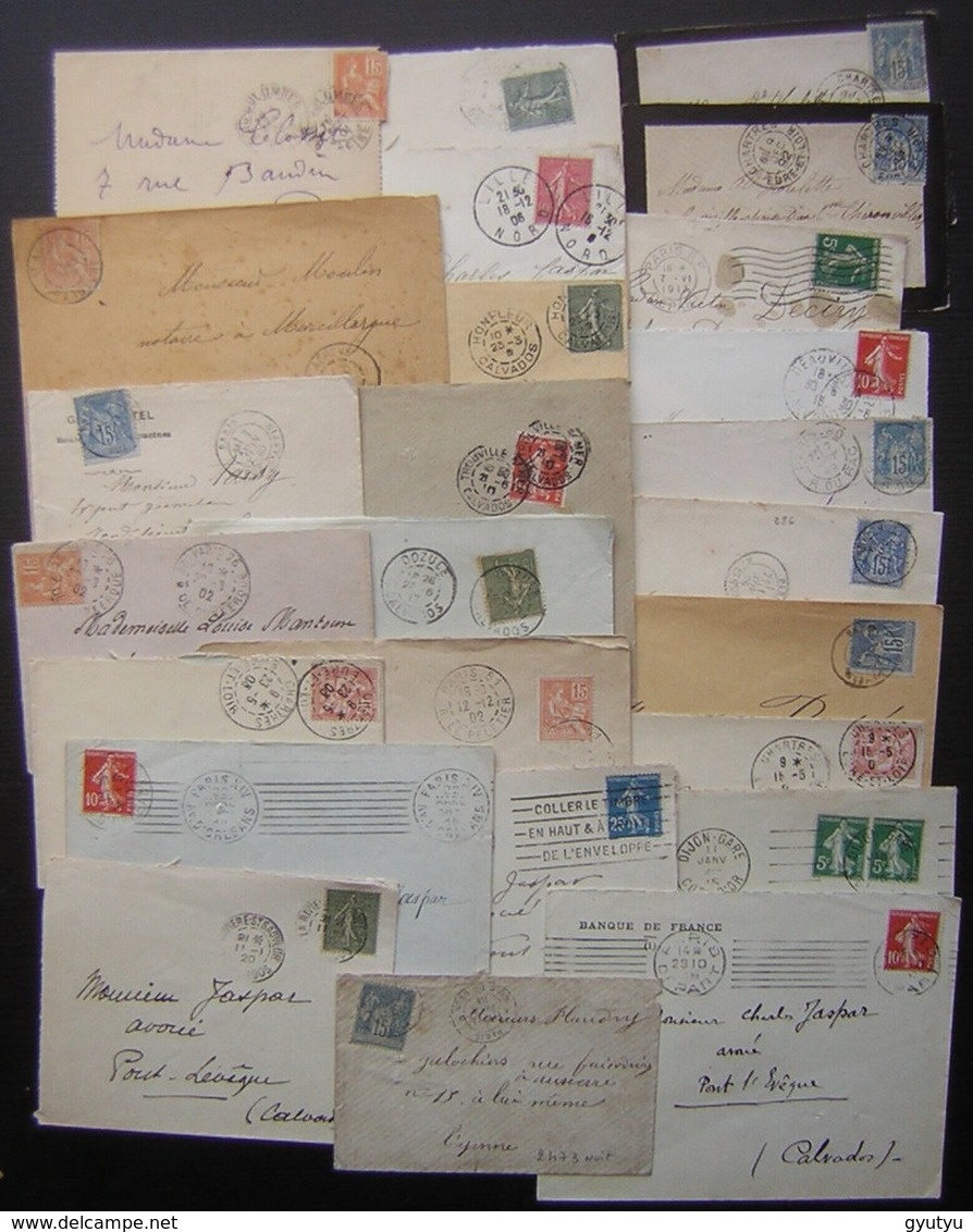 France, Lot De 78 Lettres 1877 1920, Timbres Sage Mouchon Semeuse, En Tête Etc...  Voir Les Photos De Détail ! - 1877-1920: Période Semi Moderne