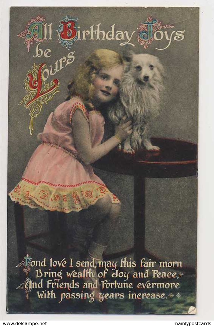 AJ81 Children - Young Girl With A Dog - Birthday Greeting - Children And Family Groups