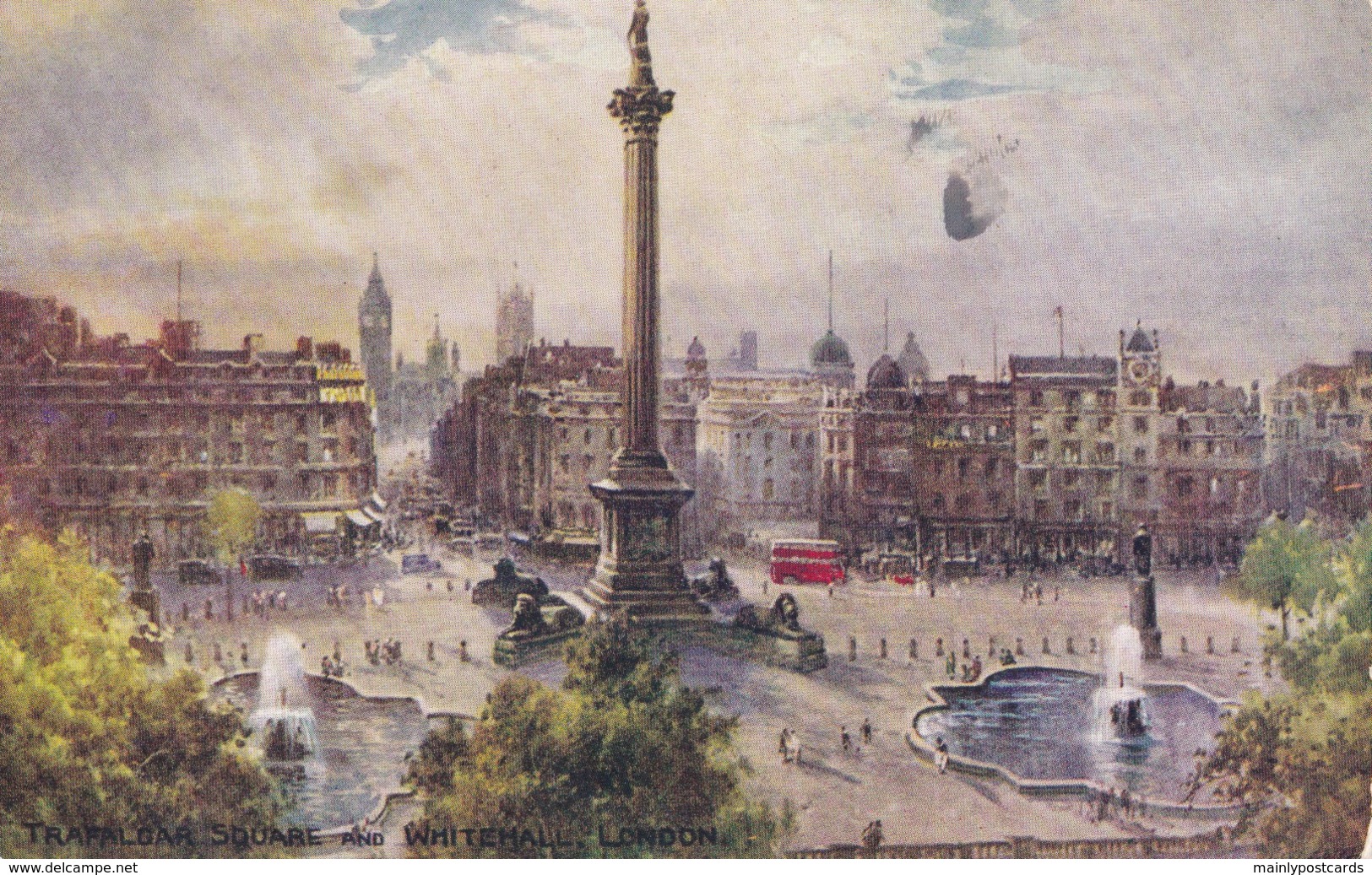 AM90 Trafalgar Square And Whitehall, London - Art Postcard - Trafalgar Square