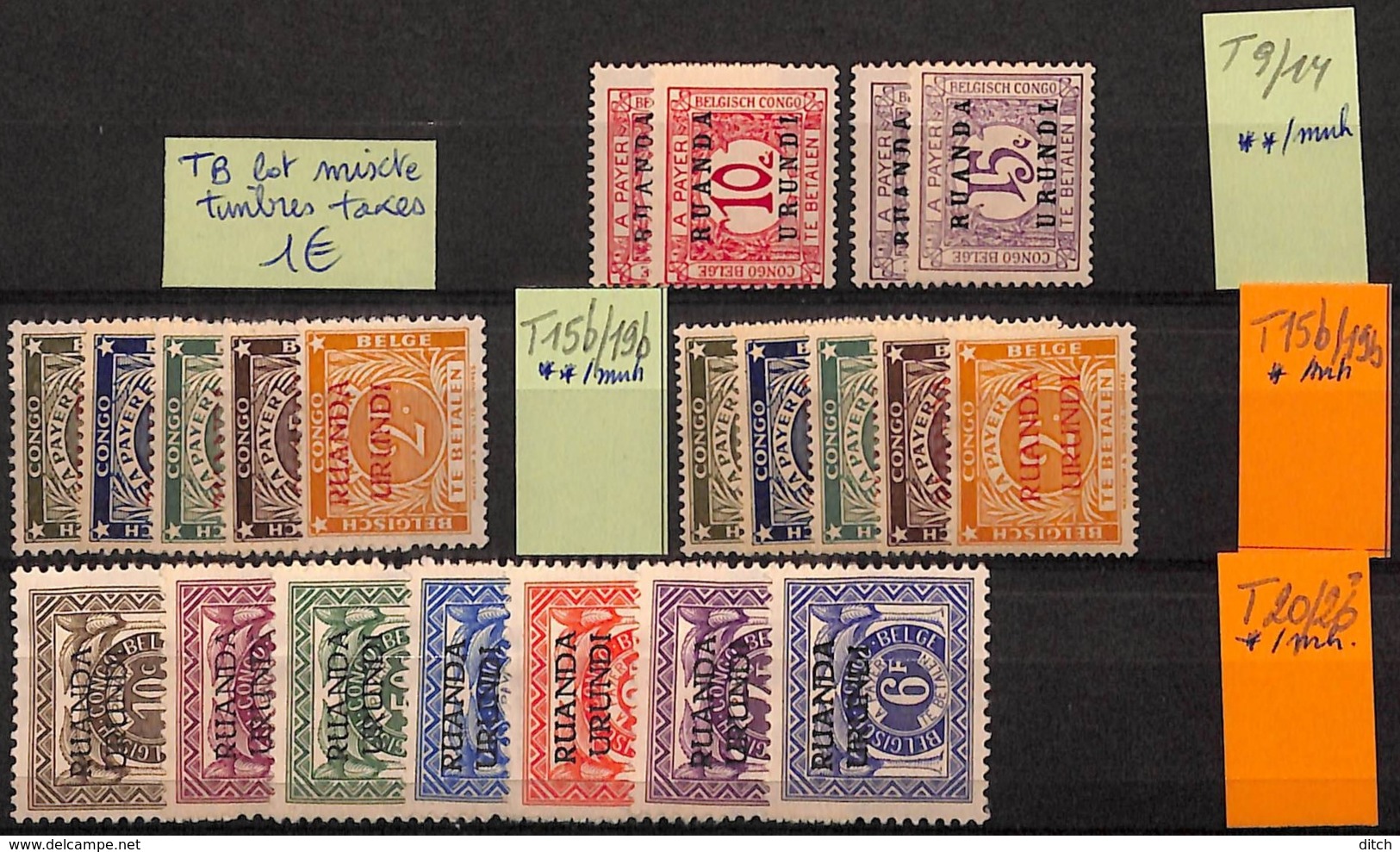 D - [825226]Ruanda-Urundi  - Tb Lot Mixte, Timbres Taxe, **/mnh, */mh - Collections