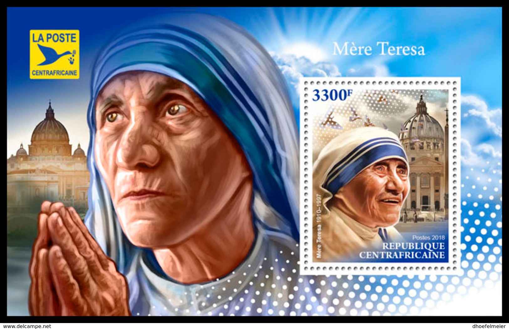 CENTRAL AFRICA 2018 **MNH Mother Teresa Mutter Teresa Mere Teresa S/S - OFFICIAL ISSUE - DH1845 - Mother Teresa