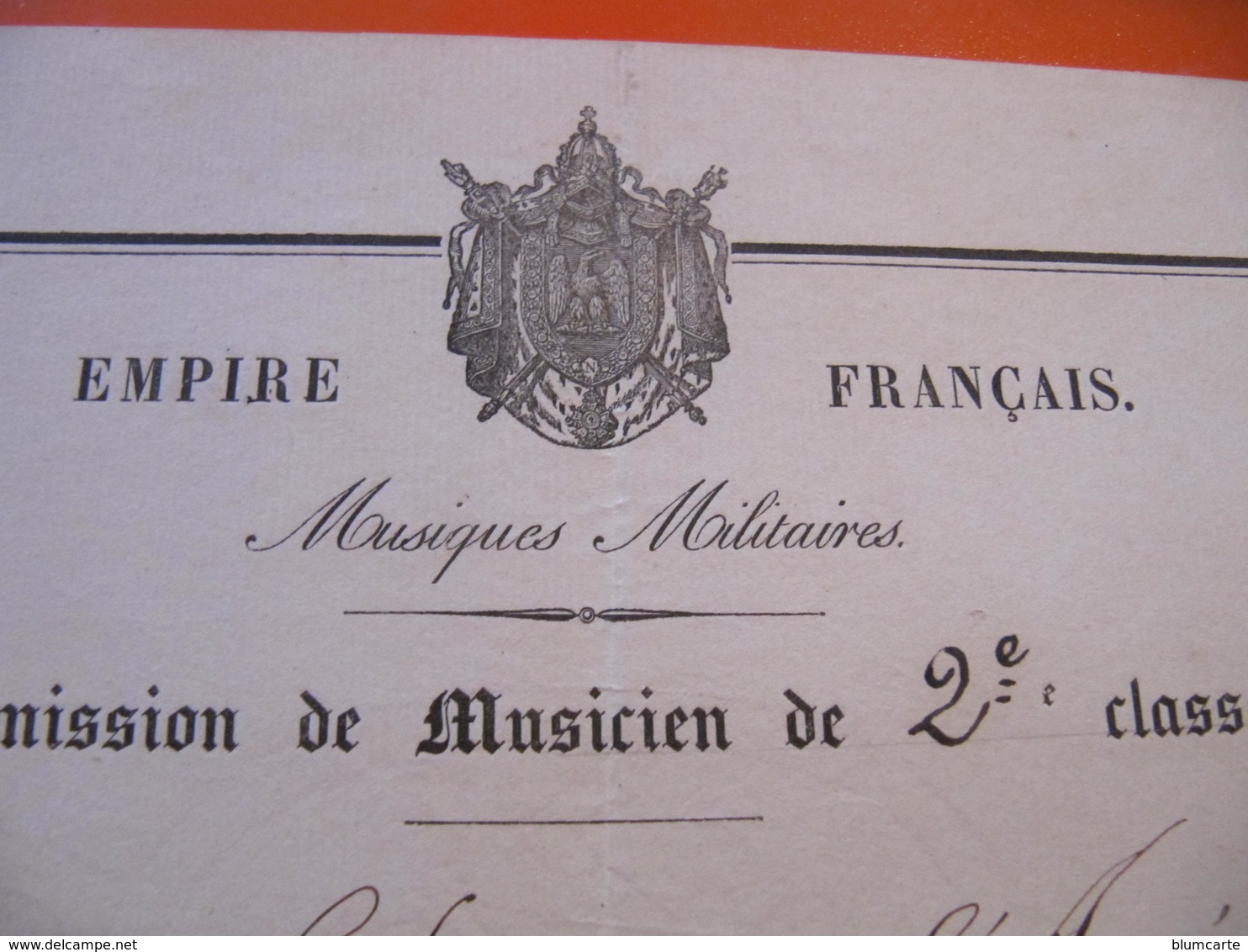 EMPIRE FRANCAIS - COMMISSION DE MUSICIEN DE 2° CLASSE - QUARTIER GENERAL DE PAVIE 1859 - Documents