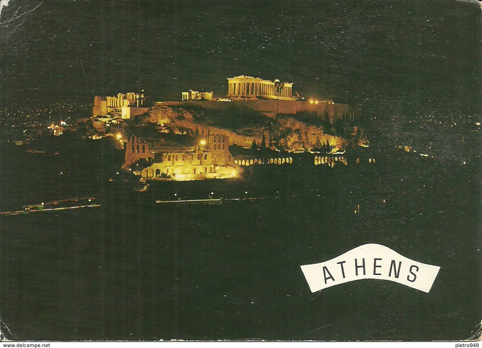 Athenes Athens, Atene (Grecia) Acropolis Illuminated, Acropole Illuminée, "Crociera Amici Vegè Gros Market" Ottobre 1978 - Grecia