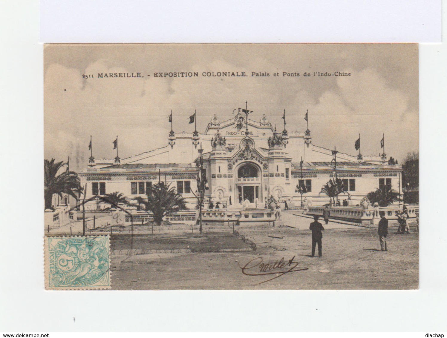 Carte Postale Marseille Vignette Exposition Coloniale. CAD Hexagonal Exposition Coloniale 1906. (873) - Cachets Manuels