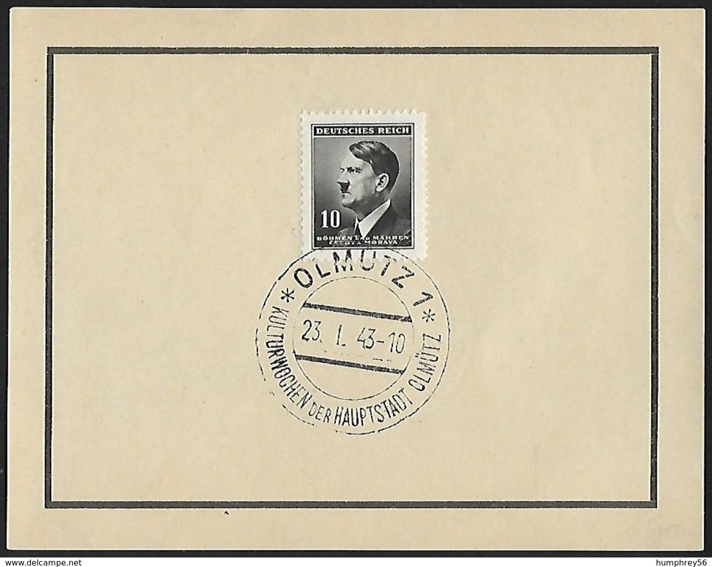 1943 - ​BOHEMIA & MORAVIA - Card + Michel 89 [Adolf Hitler] + OLMÜTZ - Lettres & Documents