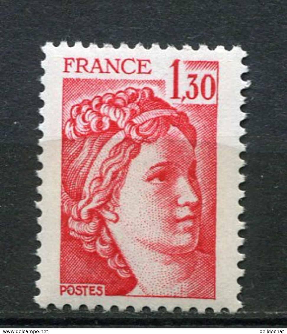 9660  FRANCE  N°2059b  ** (n° Yvert)  1F30 Rouge Sabine  Gomme Tropicale   1979  TTB - 1977-1981 Sabine (Gandon)