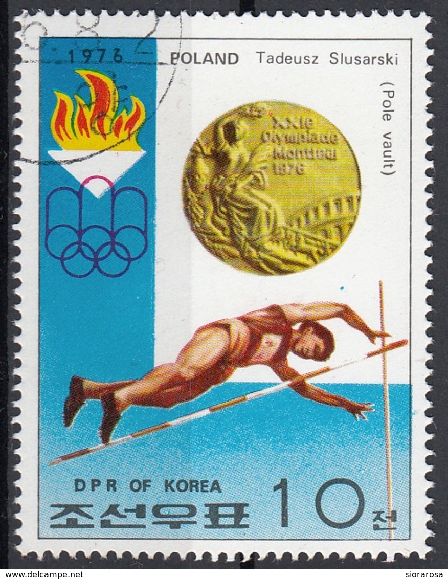 DPR Korea 1976 Sc. 1493 XXI Olimpiade Montreal Medaglie D ' Oro Salto Con L ' Asta Tadeusz Slusarski Gold Winners - Salto