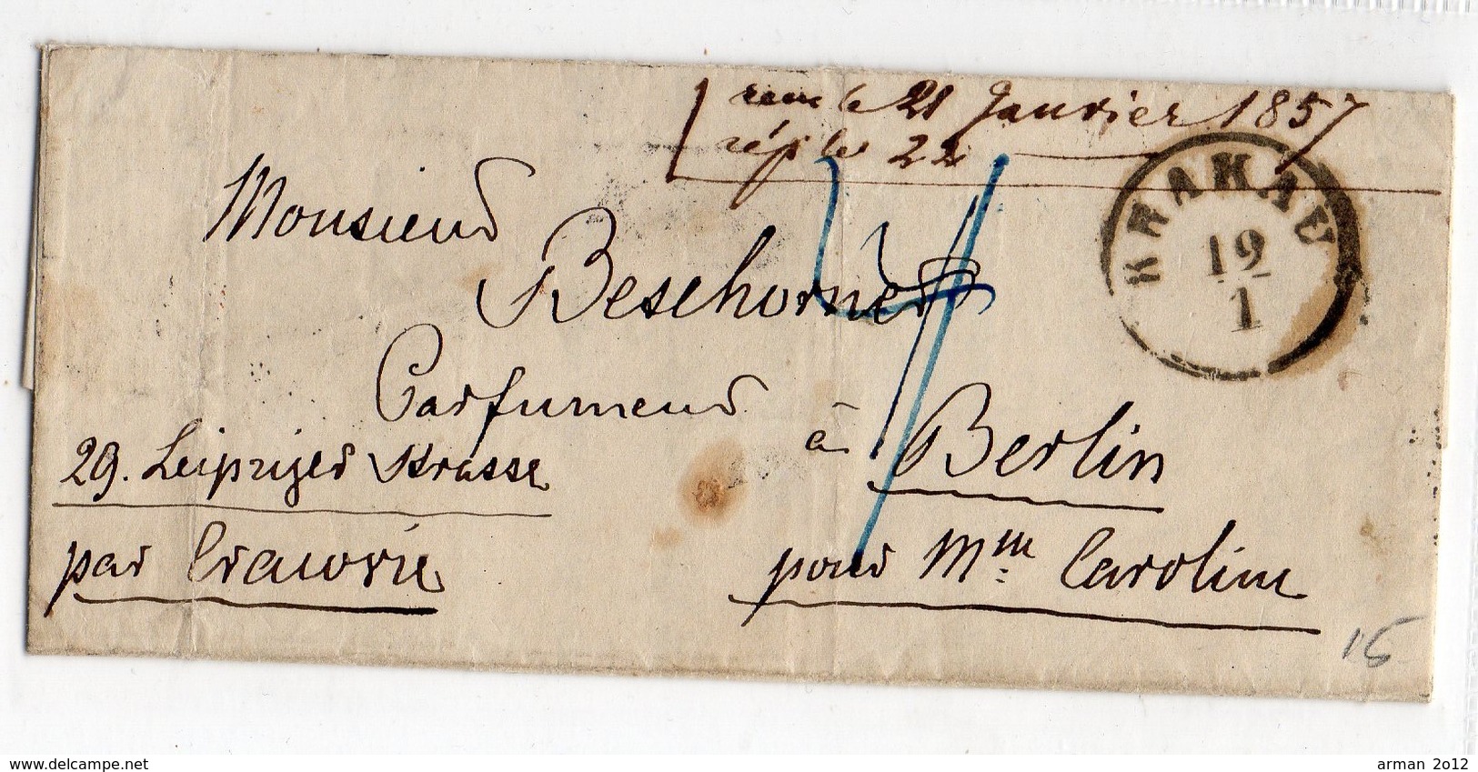 Poland Austria Krakow Krakau 1857 - ...-1860 Prephilately