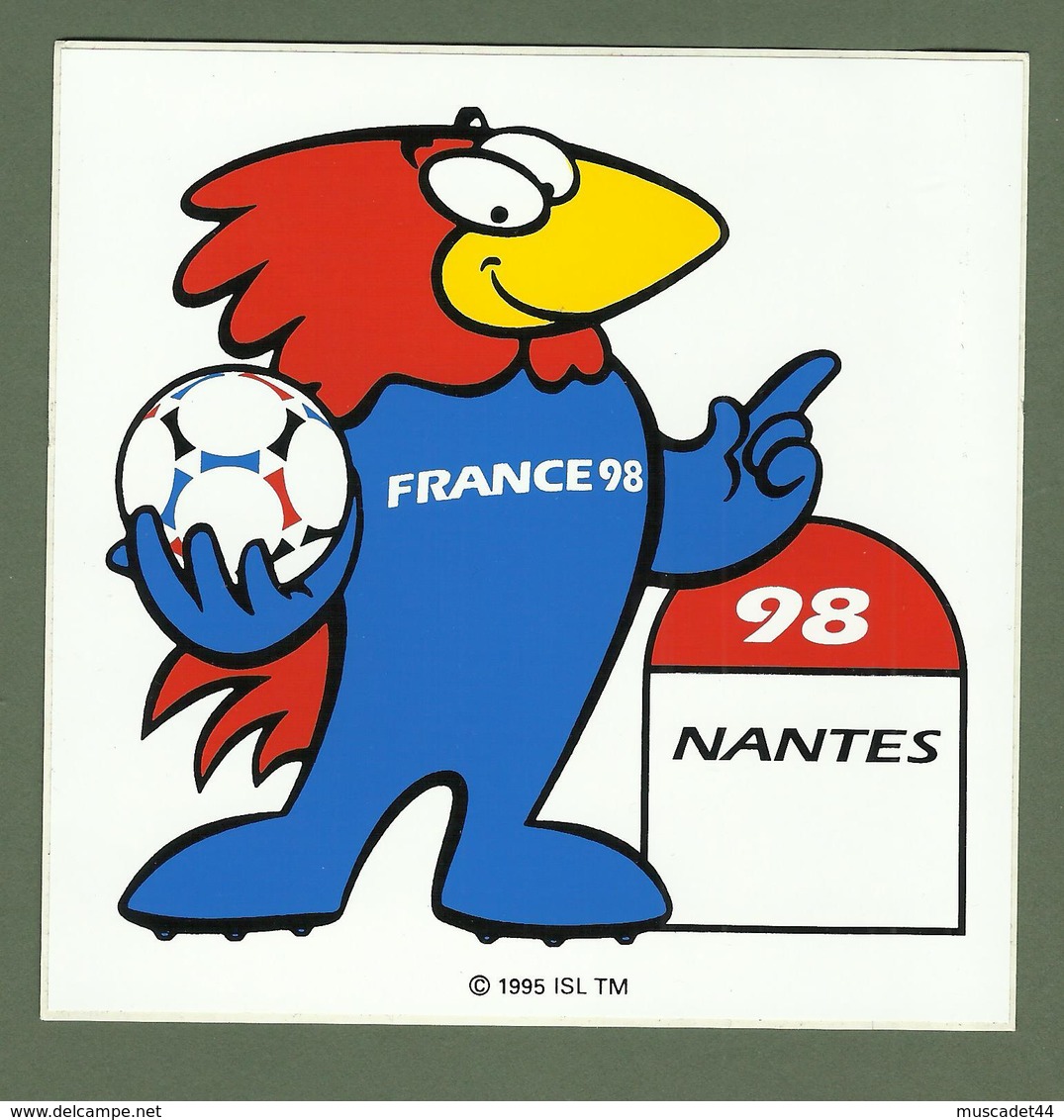 AC AUTOCOLLANT FOOTBALL COUPE DU MONDE 1998 NANTES - Apparel, Souvenirs & Other