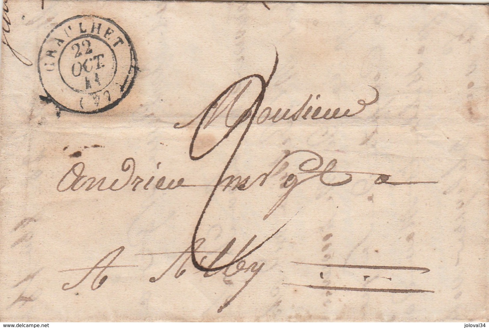 Lettre Cachet Graulhet Tarn 22/10/1841 Taxe Manuscrite Pour Albi - 1801-1848: Vorläufer XIX