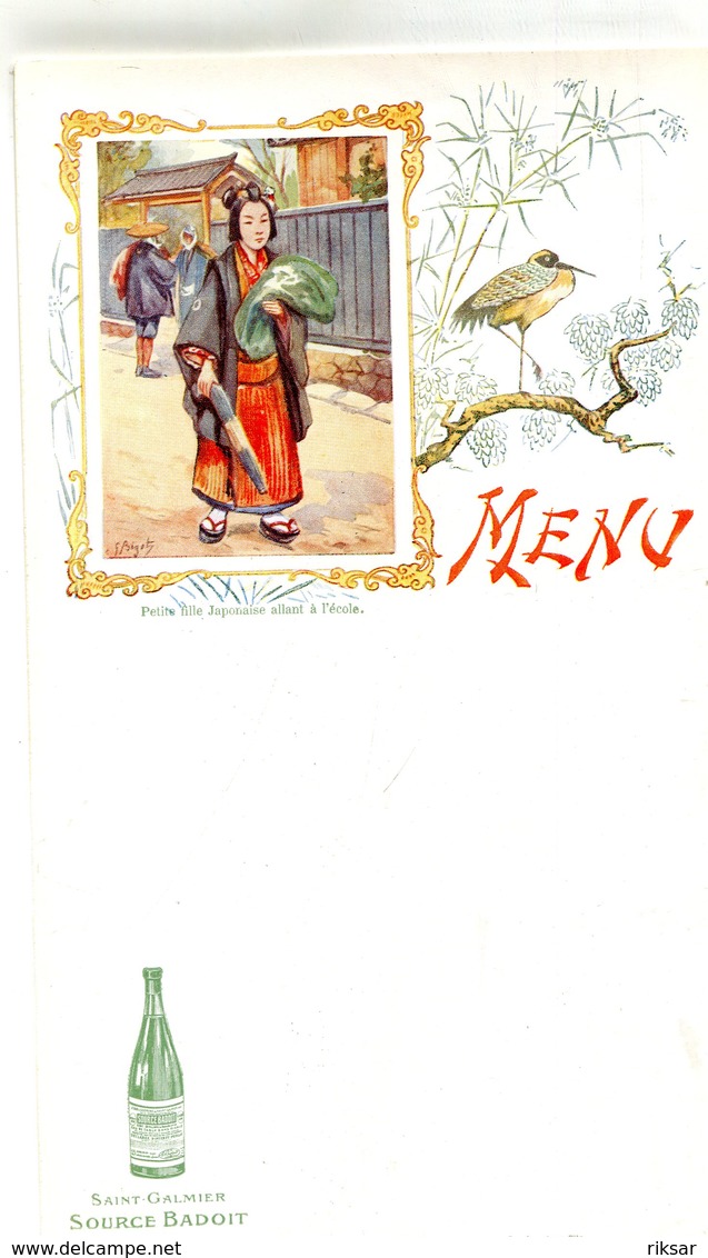 MENUS(SAINT GALMIER) SOURCE BADOIT(ENFANT JAPONAIS) - Menus