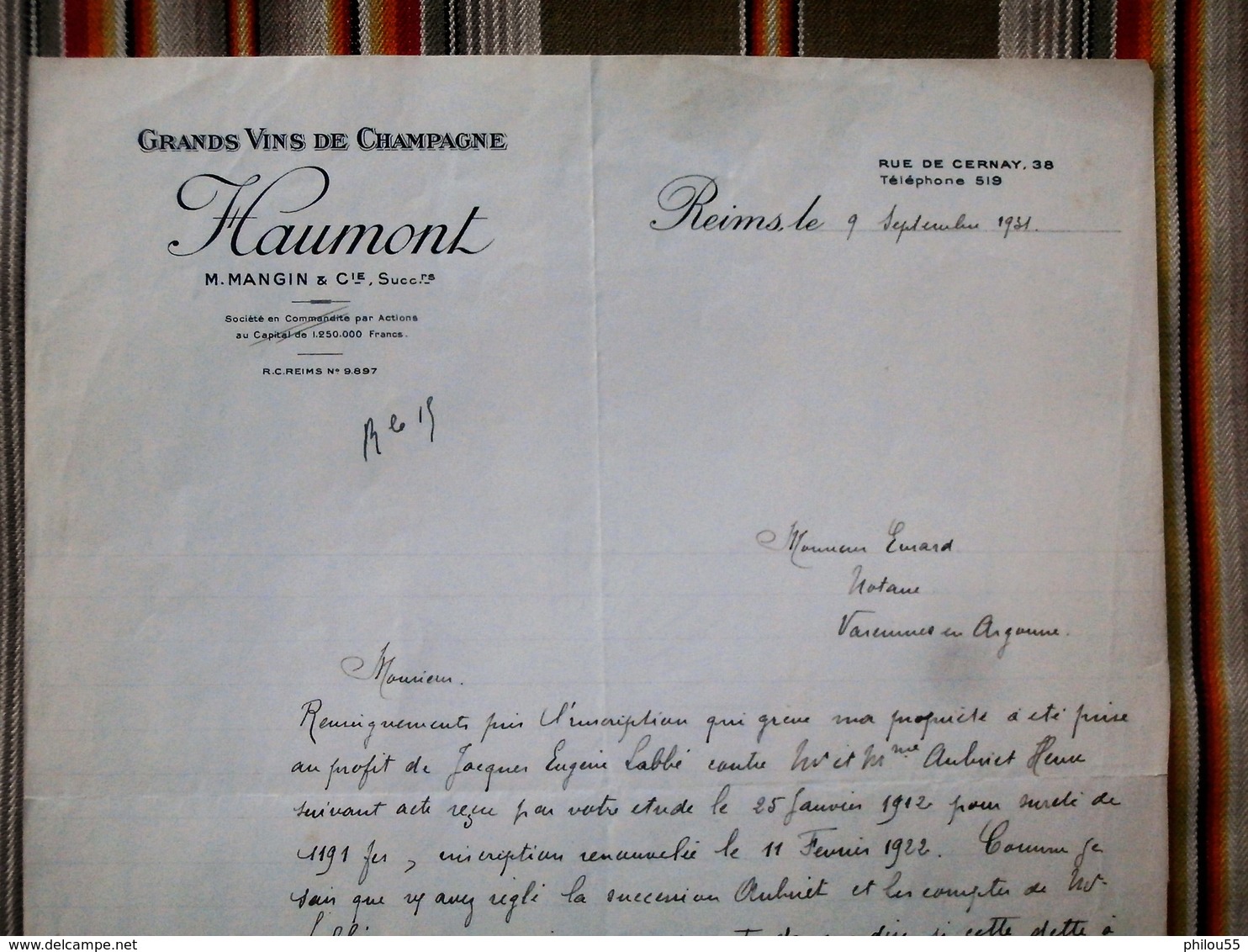 51 REIMS "GRANDS VINS DE CHAMPAGNE HAUMONT Pour 55 Varennes En Argonne - Factures