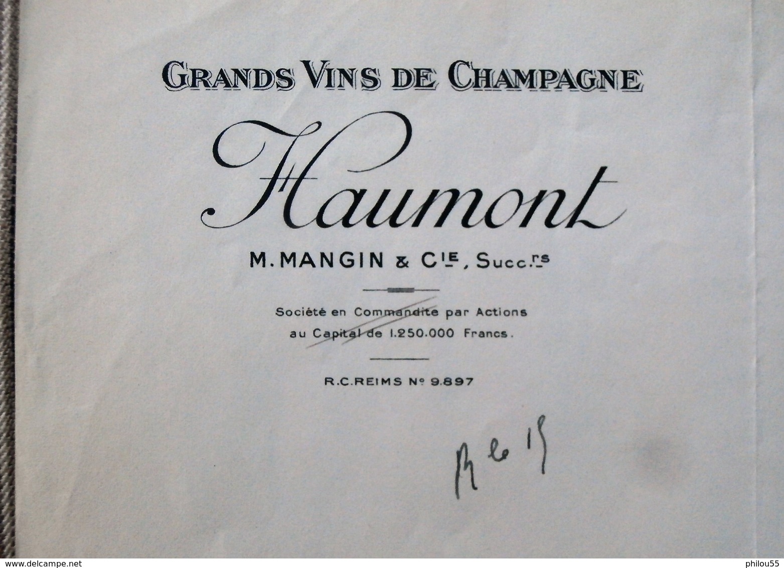 51 REIMS "GRANDS VINS DE CHAMPAGNE HAUMONT Pour 55 Varennes En Argonne - Factures