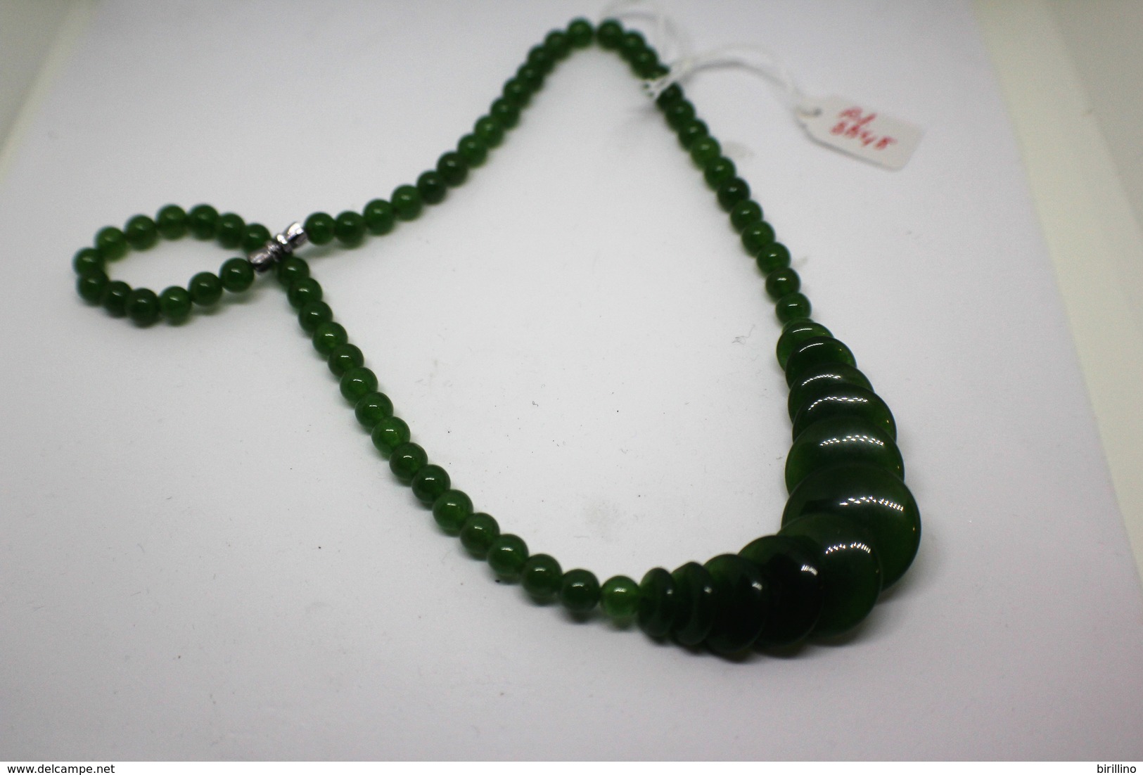 3848 - Collana Di Giada Naturale (serpentino New Jade) Lucidata A Mano. Peso Totale 38 Gr. - Arte Oriental